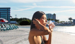 Drinking water from the beach