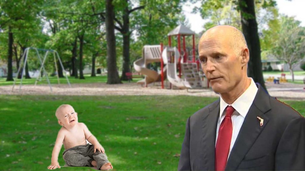 Rick Scott accused of kicking a baby in the nuts